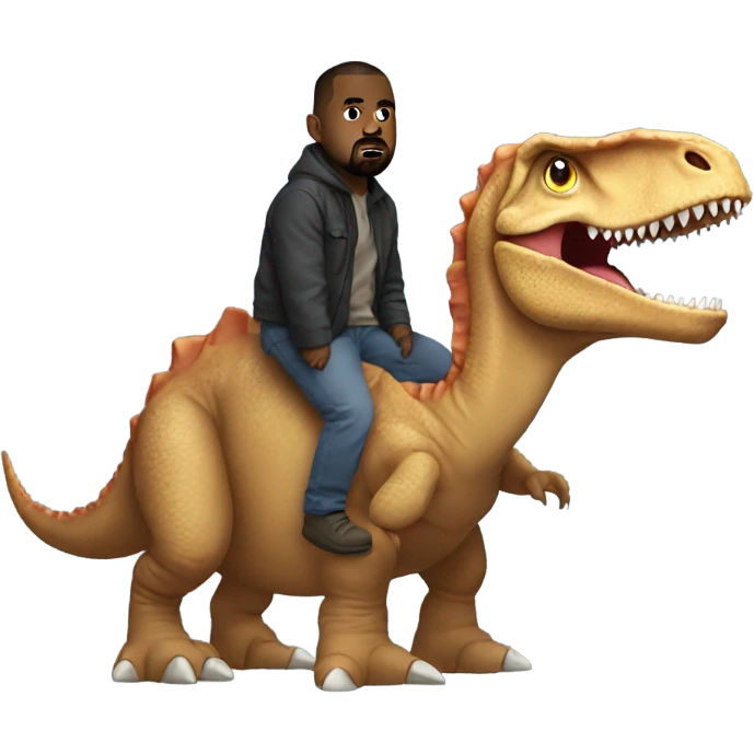 Kanye west riding a dinosaur emoji