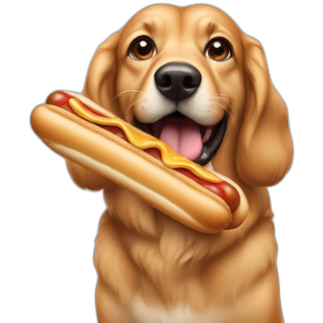 dog eating a hotdog emoji