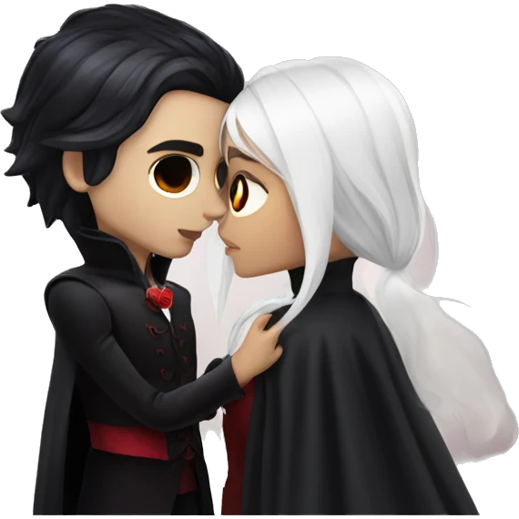 Vampire with black hair kissing girl with white hair emoji