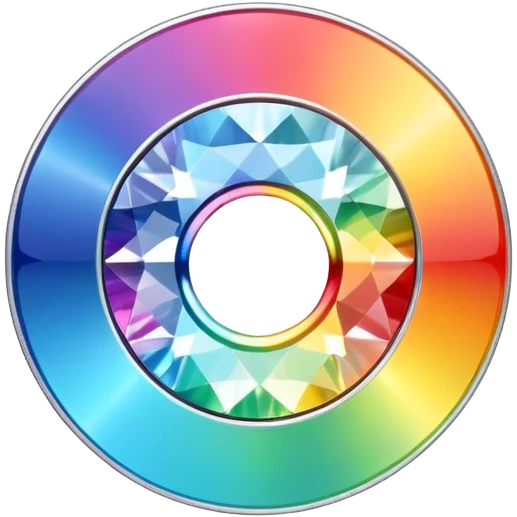 diamond CD emoji in minimalist style with a rainbow reflection emoji