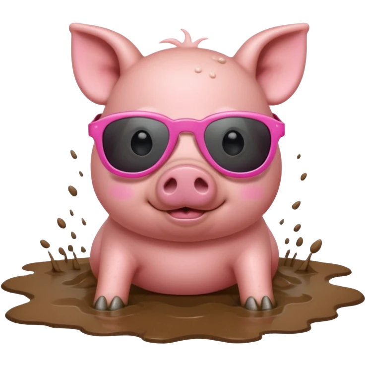 cute pig wearing cool sunglasses and bathing on all fours emoji