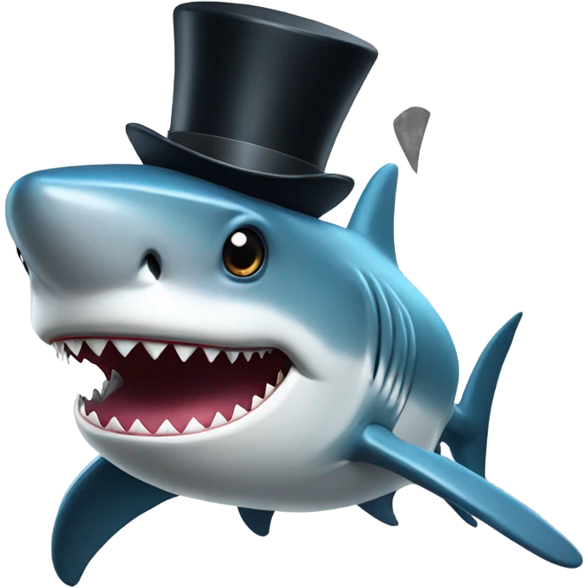 Shark with a top hat emoji