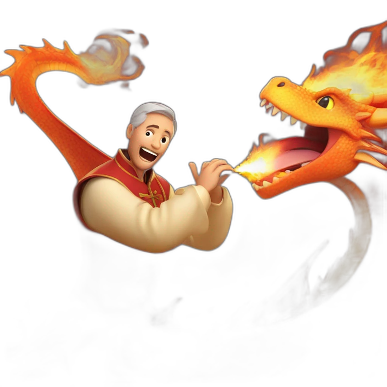 francis cabrel singing on a dragon spitting flames emoji