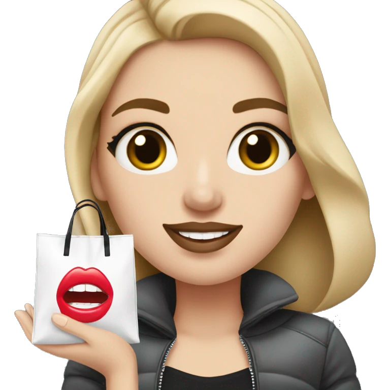 a white girl hoding a sephora bag emoji