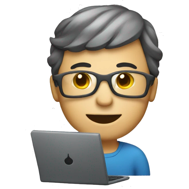 developer with a computer on which it is written: xtm studio emoji