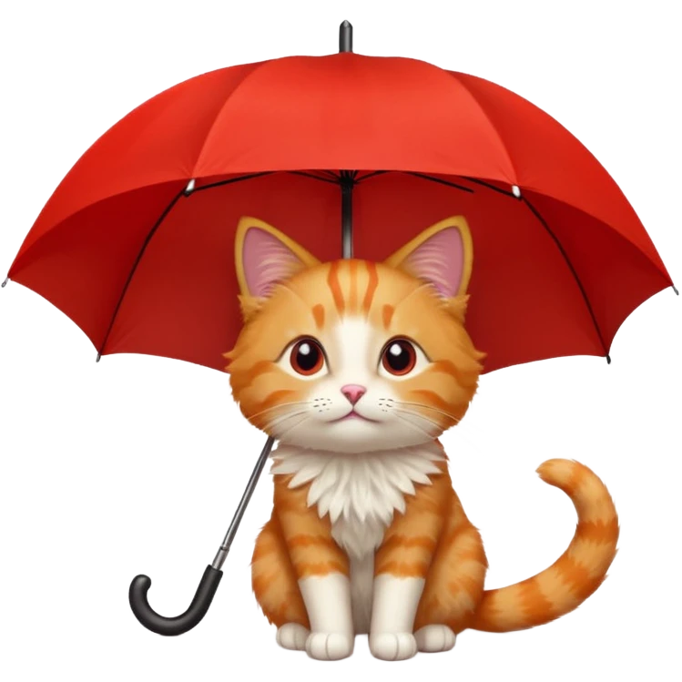 orange cat hold red umbrella emoji