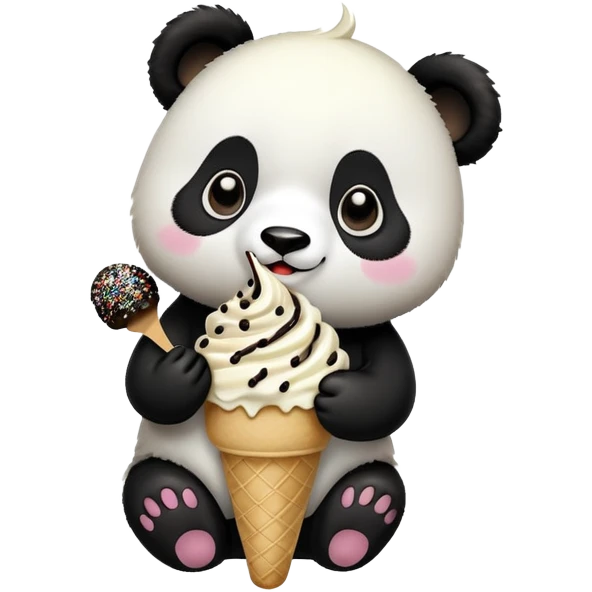 Panda eating ice cream emoji