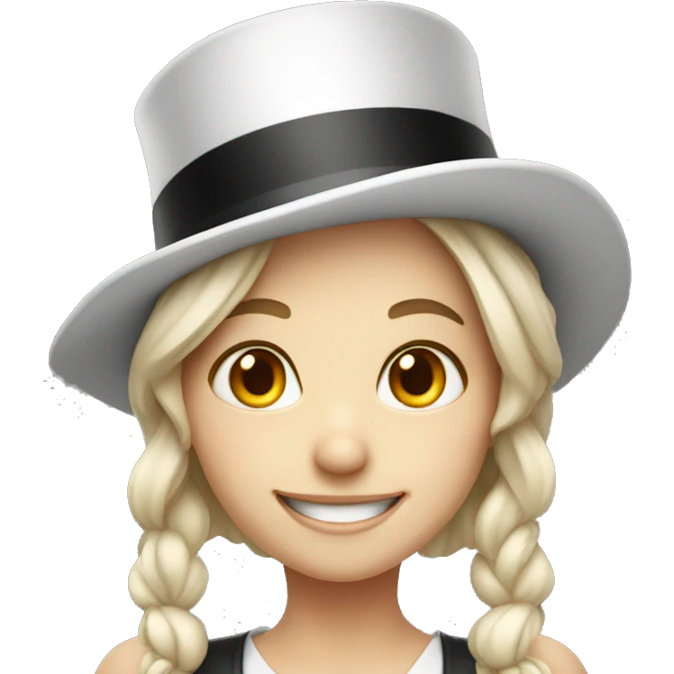 smiling girl white skin, in top hat emoji