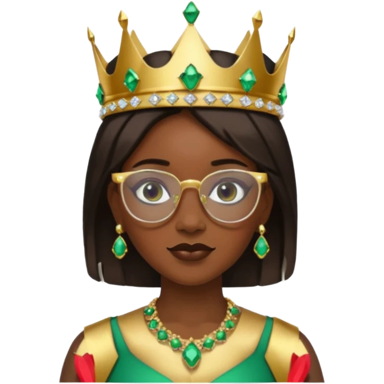 black queen with glassess and crown emoji