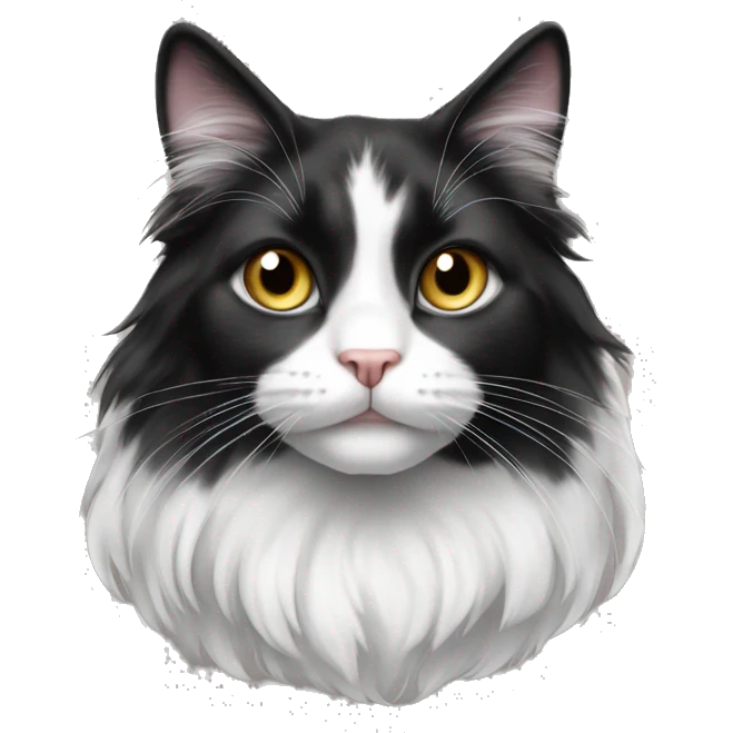 black-and-white cat domestic long-haired emoji