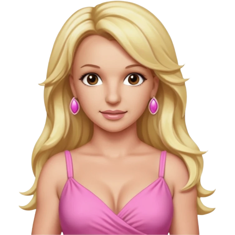 Britney Spears long blonde hair, pink dress emoji