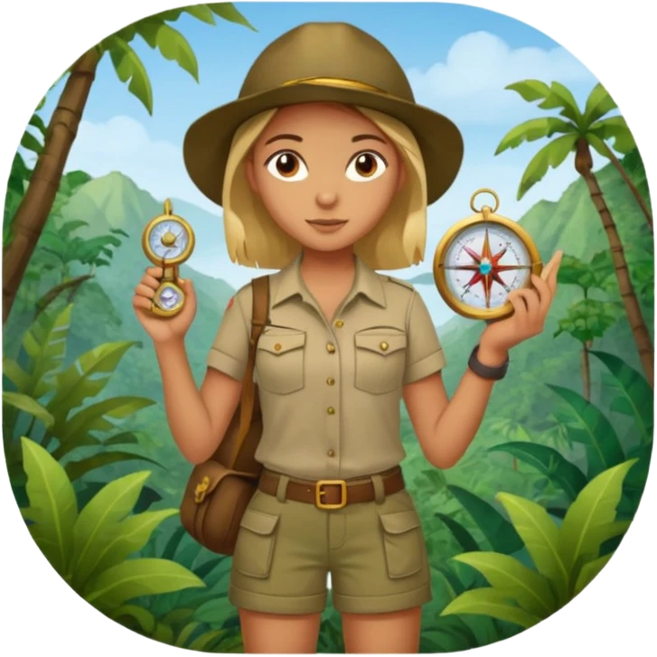 Girl + compass,Jungle Explorers. emoji