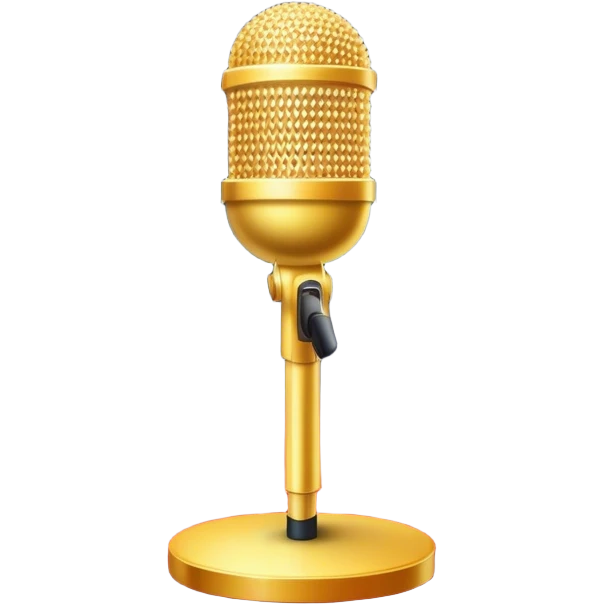 Create a glamorous and vibrant emoji that represents pop or stage vocal performance. The design should feature an empty stage with concert lighting. Include elements like an iconic stage microphone with a sparkling, rhinestone-studded microphone stand, set on a red carpet, a celebratory firework display in the background and a ribbon of musical notes flowing around the scene to symbolize the performance's energy. Use bright colors like gold, red, and silver to emphasize the excitement and glitz of the pop vocal world. The background should be transparent. emoji