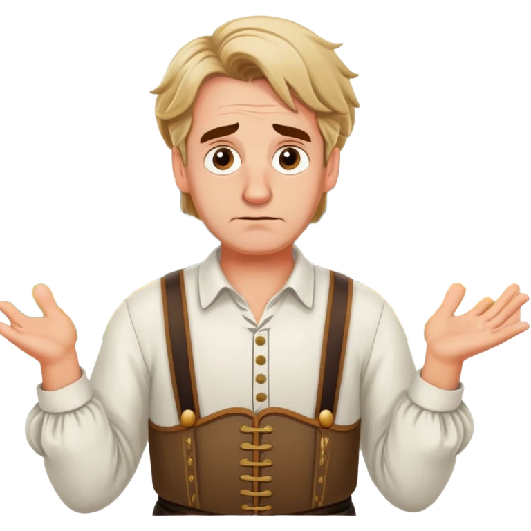 a German in typical Bavarian clothing shrugging and looking lost with Sicily in the background emoji