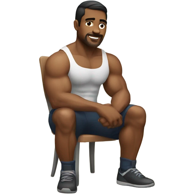 muscular man sitting casually indoors emoji