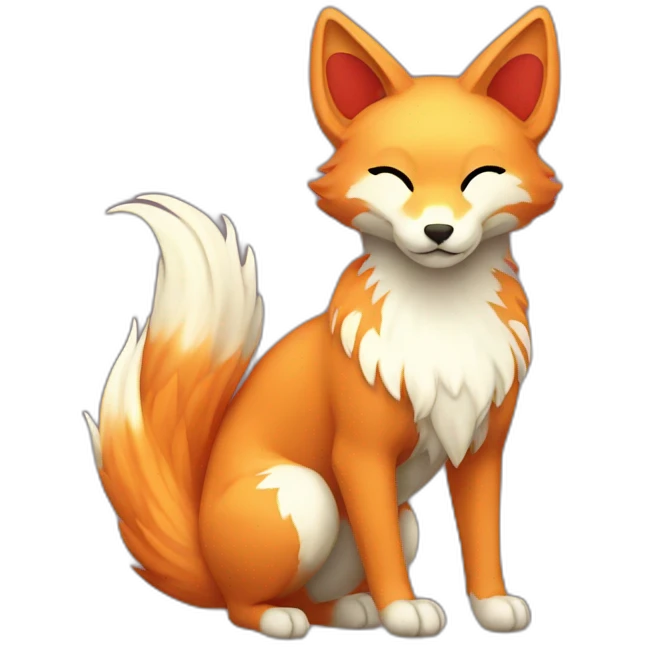 kitsune with flowershaped 9 tails at back emoji