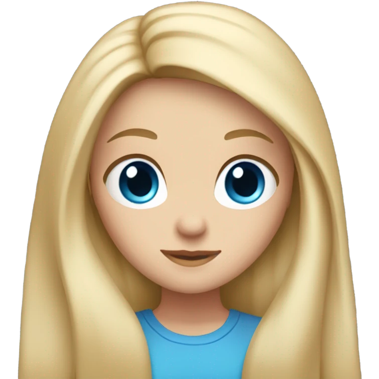 white girl with blue eyes and blonde straight hair  emoji