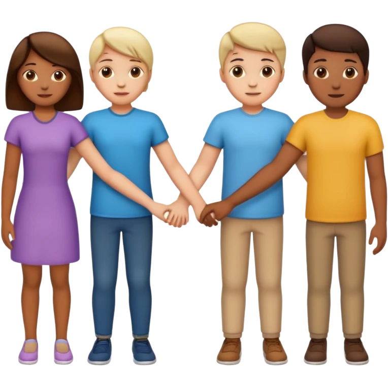 five people holding handsin circle emoji