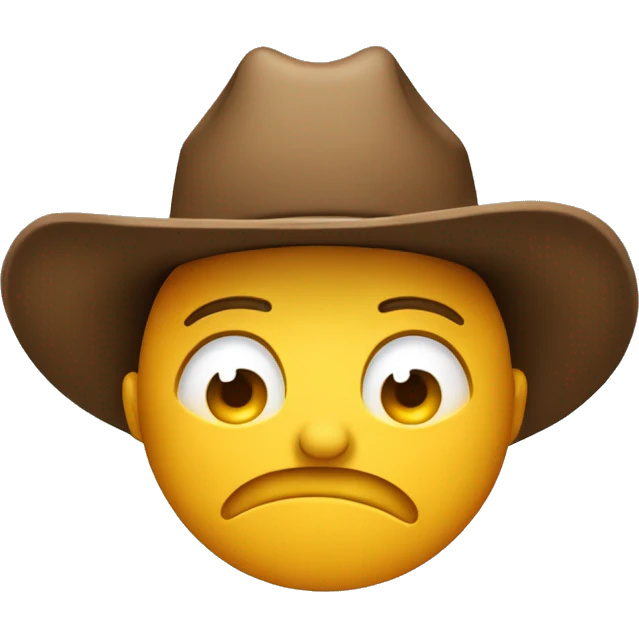 classic emoji face with a small smile crying wearing a cowboy hat emoji