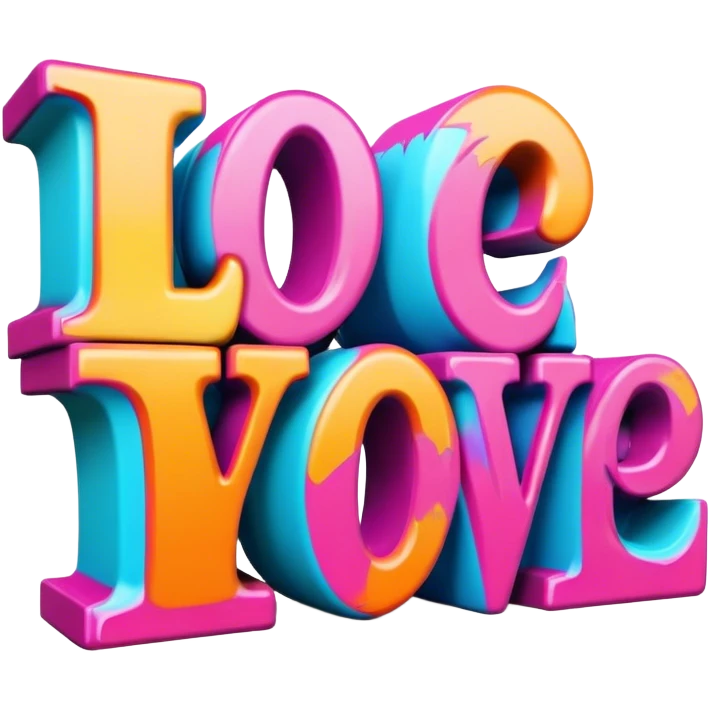 Beveled 3D style graffitied word Love emoji