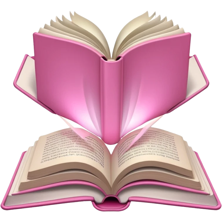 An open pink book with white lights emerging from its pages emoji