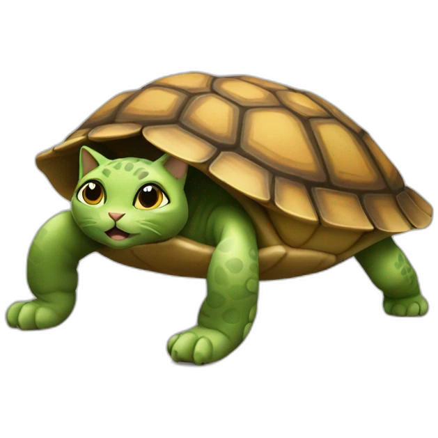Une chat sur une tortue emoji