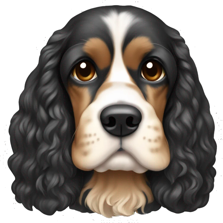 Tri colour cocker spaniel mostly Black and Tan wearing a hoodie emoji