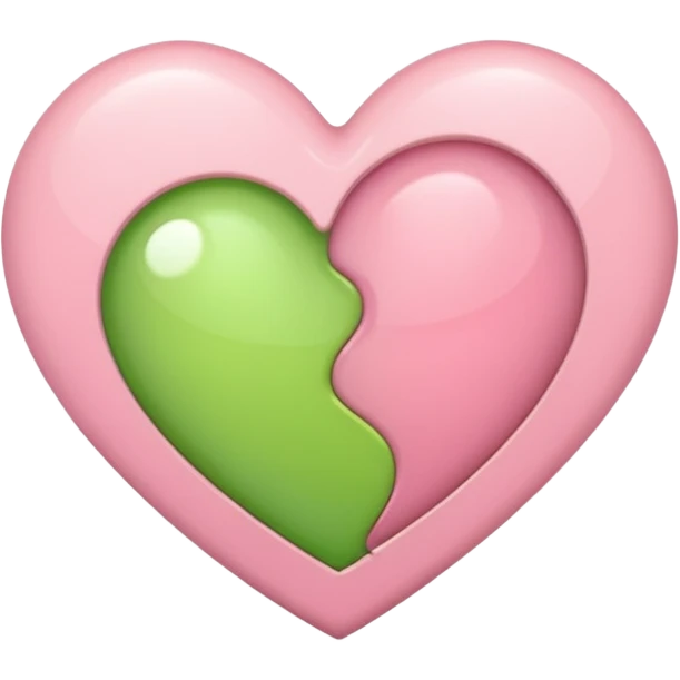 A half light green half light pink heart emoji