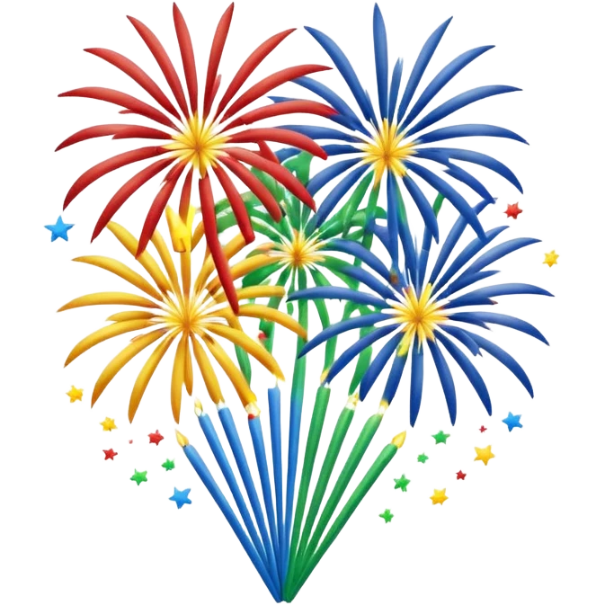 Several realistic Fireworks  emoji