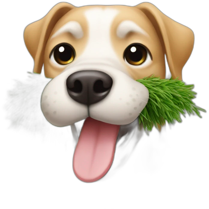 dog grass hanging from mouth emoji