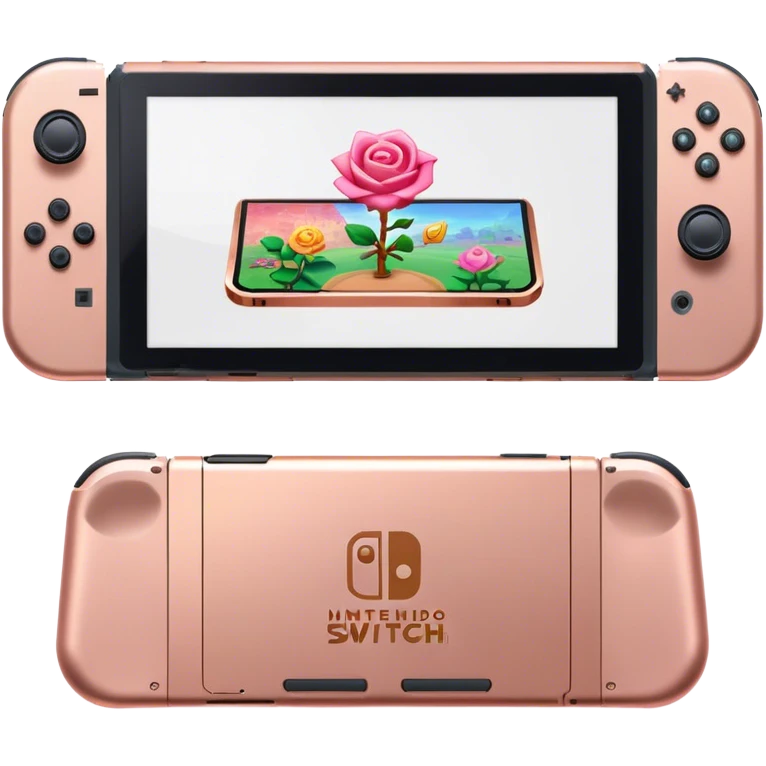 Rose Gold Nintendo Switch with a game playing  emoji