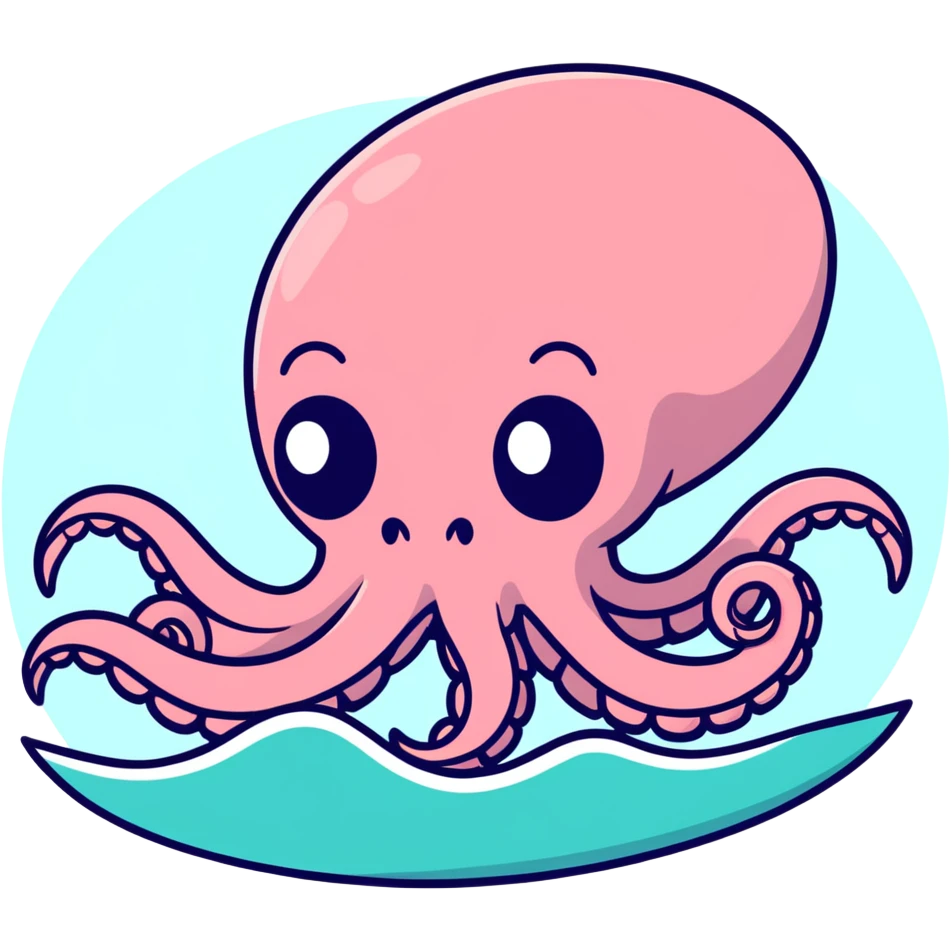 Octopus with a crab surfing the tentacle emoji
