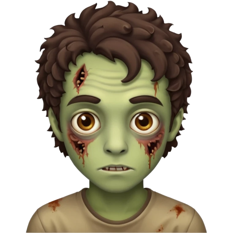 это должен быть юноша, глаза цвета хамелион, но более коричневые, выглядит как зомби и еще немножко кудрявые волосы темно коричневого цвета emoji