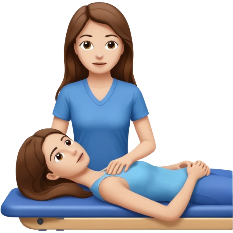 physiotherpay session for a long brown hair woman emoji
