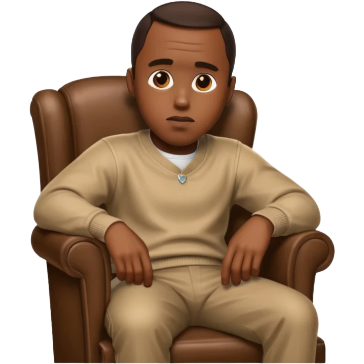 Diddy sitting on a chair looking left emoji