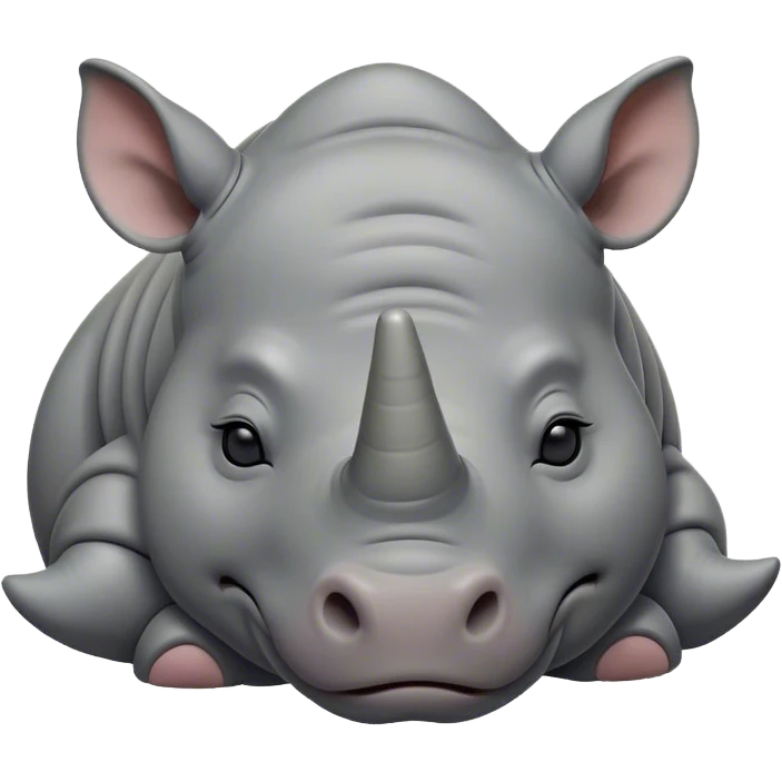 Meme-Worthy Cute Sleeping Rhinoceros Portrait Emoji, Head resting peacefully with a contented smile, showcasing a massive, robust build and a luxuriously soft slate-gray hide, eyes shut in a serene, restful nap, Simplified yet hilariously adorable features, highly detailed, glowing with a soft, drowsy light, high shine, relaxed and utterly lovable, stylized with an air of playful laziness, bright and heartwarming, soft glowing outline, capturing the essence of a comically sleepy rhinoceros, so meme-worthy it feels like it could instantly become the next viral sensation of adorable slumber! emoji
