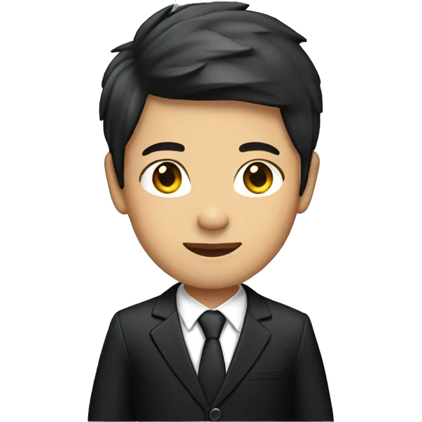 young asian ceo with black suit emoji