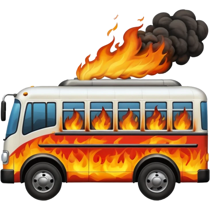 Bus running person over on fire emoji