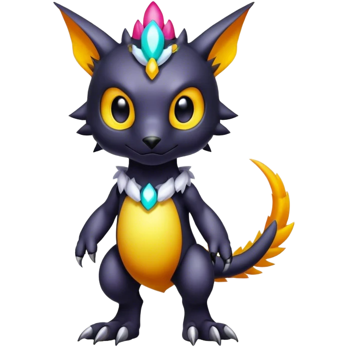 Cute cool colorful dark fantasy-Digimon-animal-hybrid full body emoji