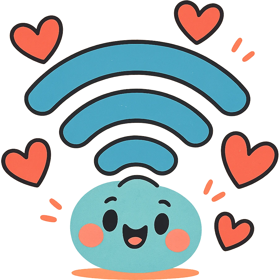 значок вай фая с сердечками вокруг emoji