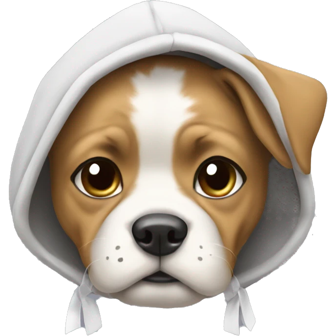 Dog wear a hoodie with a white bow on head emoji