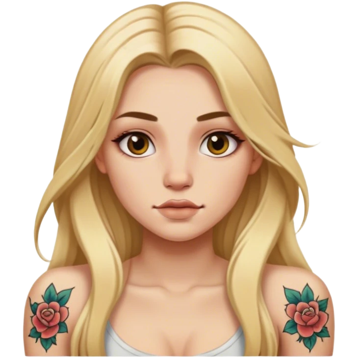girl with long blonde hair and tattoos emoji
