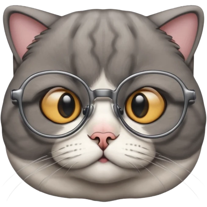 Scottish fold grey with glasses emoji