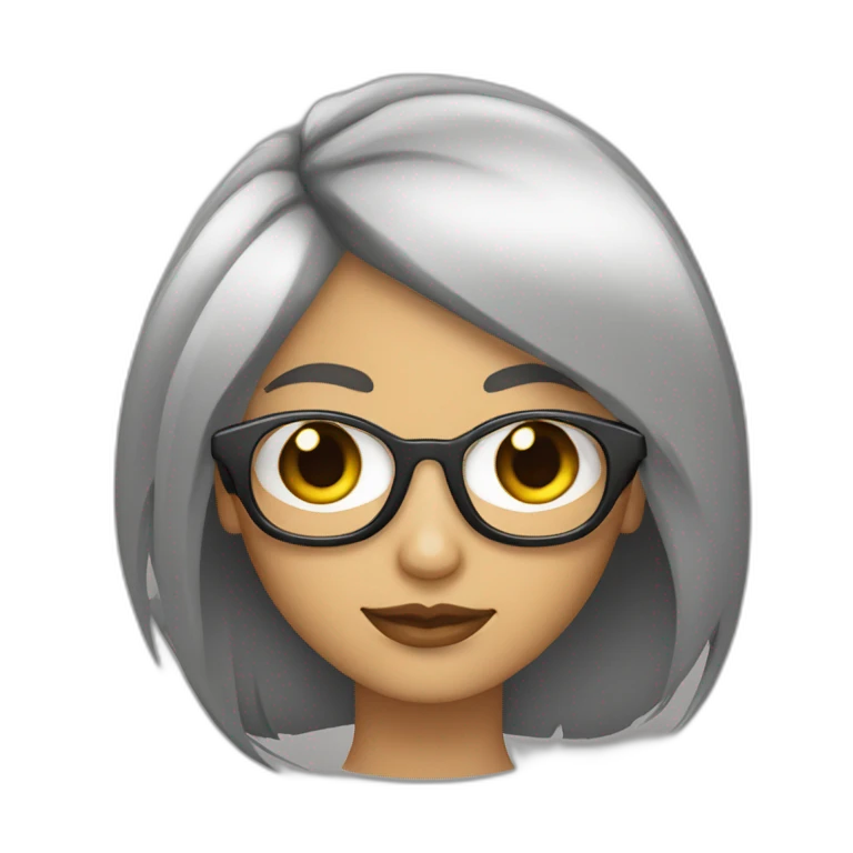 Mujer con pelo largo gafas morena y ojos oscuros emoji