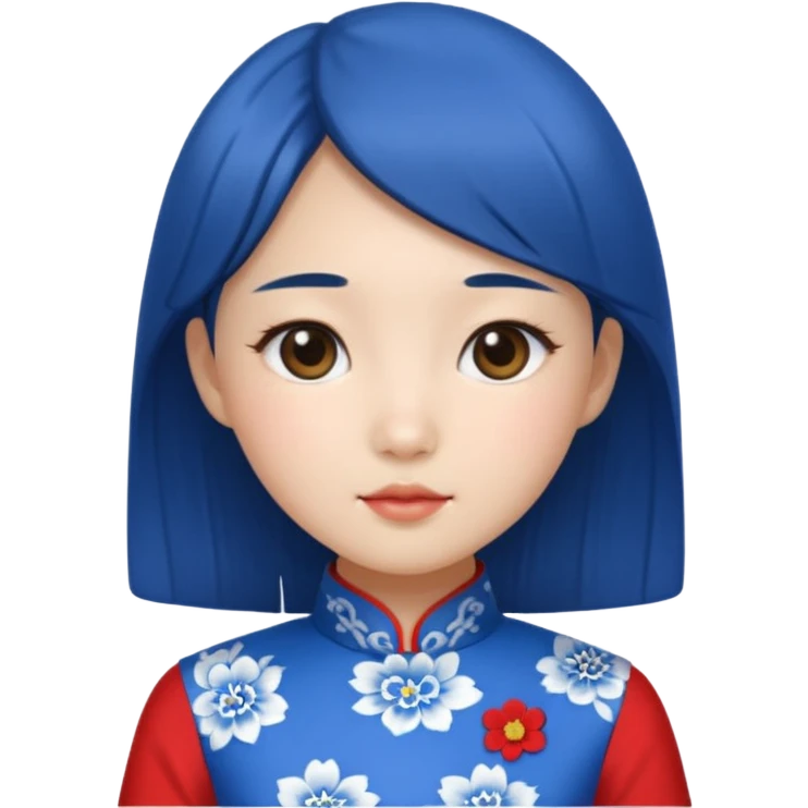 blue cheongsam girl, korean emoji