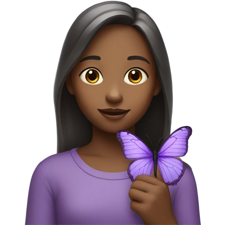 Girl holding a purple butterfly emoji