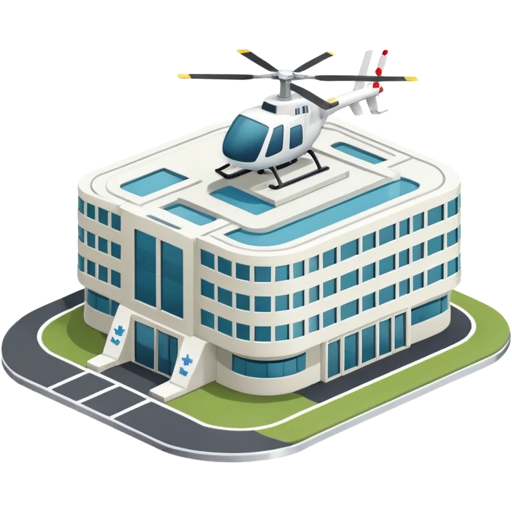 hospital isometric view building with heliport emoji