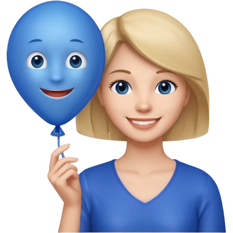 Woman with blue balloon emoji