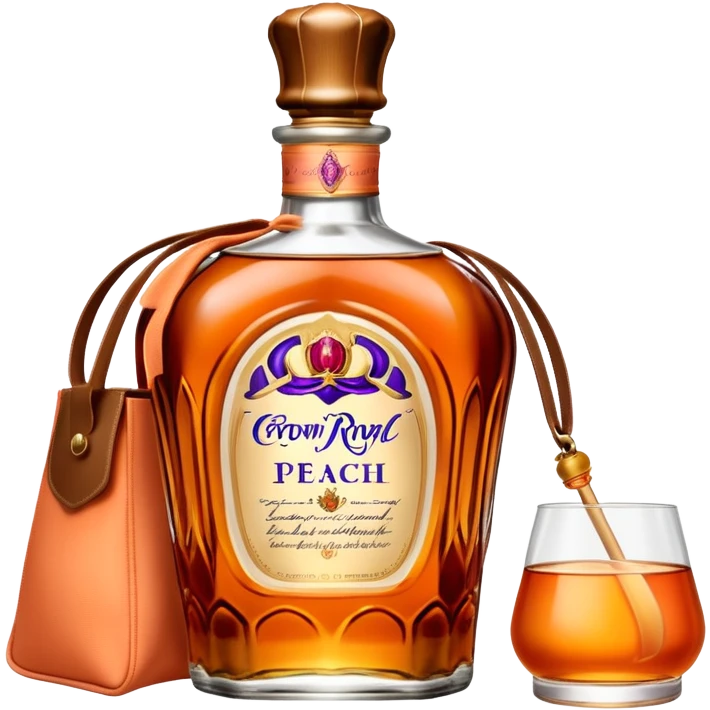 Crown Royal Peach whisky bottle with orange peach-colored bag emoji