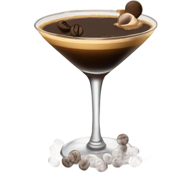 one espresso martini garnished with 3 espresso beans emoji